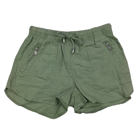 Blank NYC Shorts Linen Blend Cargo Zipped Pocket Green Utility Womens 25 NWT - Picture 1 of 3